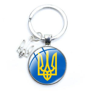 Украинский брелок Серебряный Трезубец Tryzub, брелок для ключей сумки с защитной мандалой на защиту