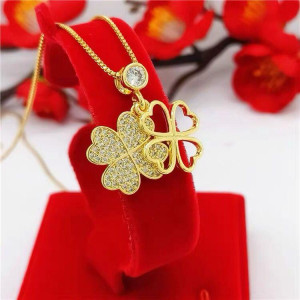 Золотая подвеска Четырехлистный клевер Swarovski Van Cleef для двойной удачи, успеха, здоровья и денег