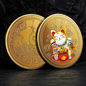 Позолочена монета Кіт Манекі-неко Lucky Cat Money Bank для Багатства та Удачі в бізнесі