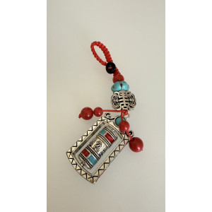 Брелок Тибетский барабан цветной с мантрами и бирюзой для защиты и здоровья