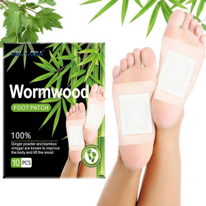 Турмалиновые Пластыри для ног Wormwood Foot Patch с полынью - детокс, очищение организма, энергия и восстановление, 10 шт