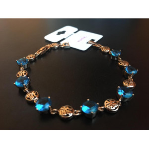 Браслет позолоченный женский с голубыми фианитами Xuping jewerly